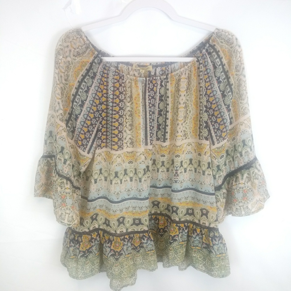 2 for $15 DEMOCRACY Sheer Peplem Top